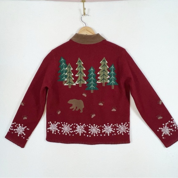 Painted pony red women’s full zip Christmas cropped jacket size medium - Picture 3 of 16